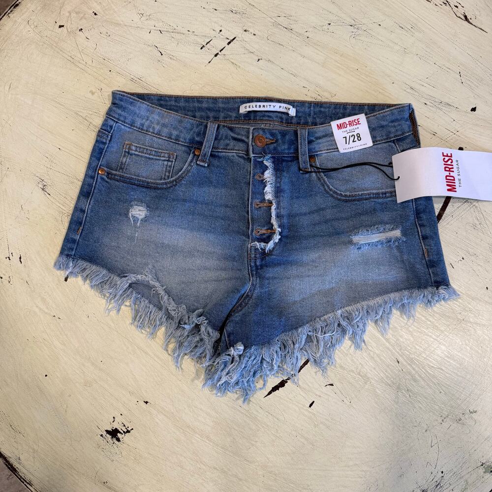 Celebrity Pink‎ Women's Mid-Rise Shorts The Sugar Size 7/28 Cut Off NWT